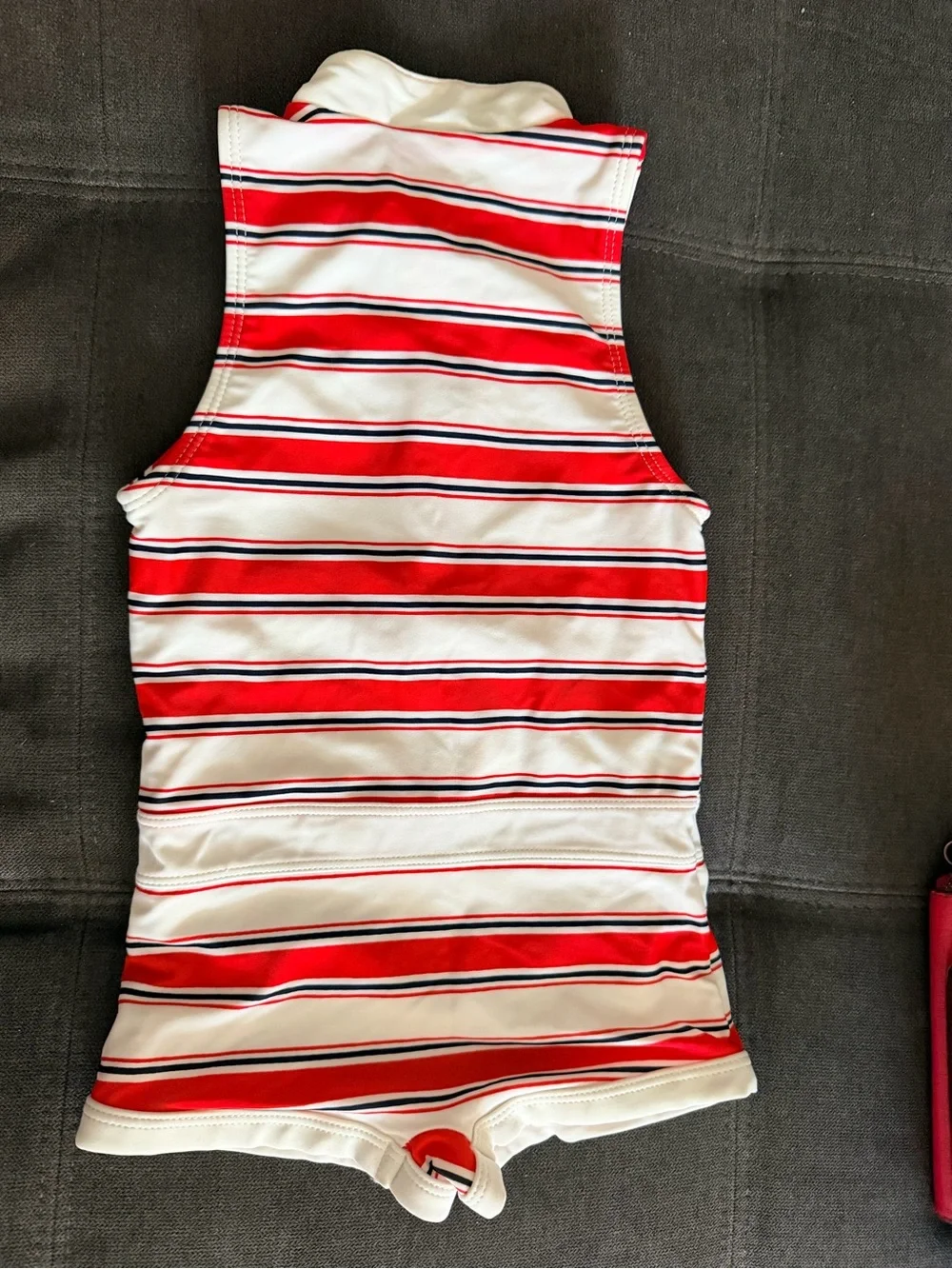 Janie and Jack Red & White Striped Sleeveless One-Piece Swim
